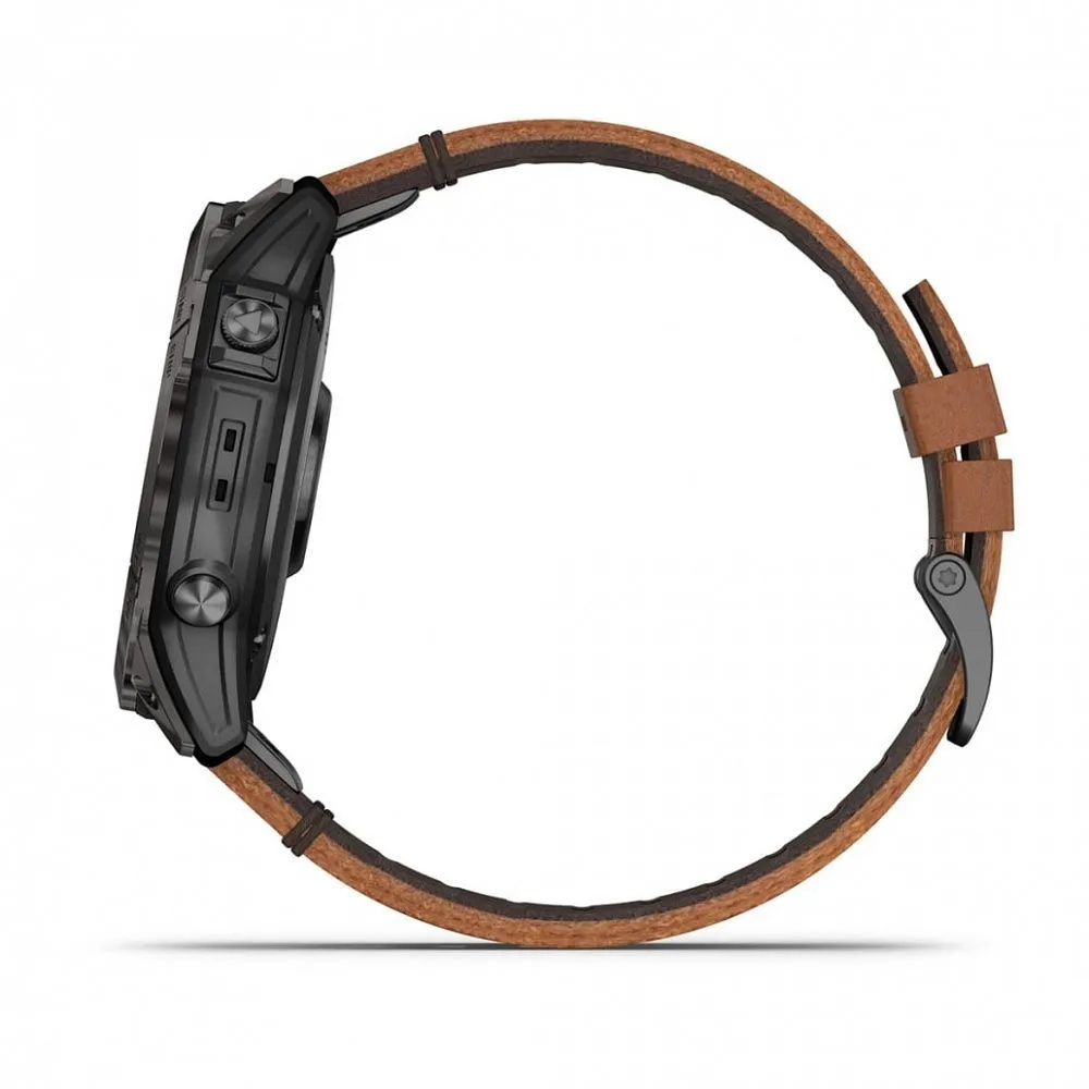 Часы Garmin Epix Pro (Gen 2) Sapphire Edition 51 mm Carbon Gray DLC Titanium Chestnut Leather Band