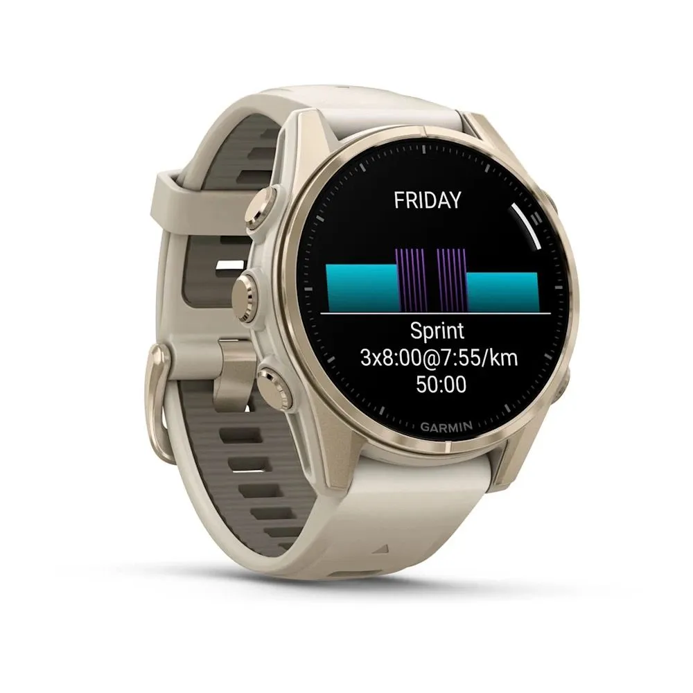 Часы Garmin Fenix 8 - 43 mm AMOLED Sapphire Soft Gold Fog Gray / Dark Sandstone