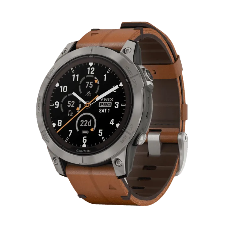 Часы Garmin Fenix 7 Pro - Sapphire Solar Titanium Chestnut Leather Band