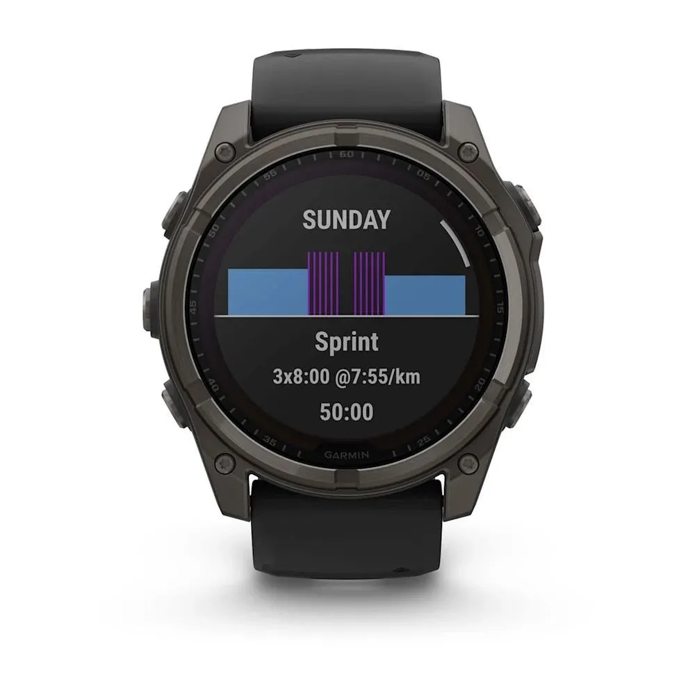 Часы Garmin Fenix 8 - 51 mm Solar Sapphire Carbon Gray DLC Titanium Black / Pebble Gray