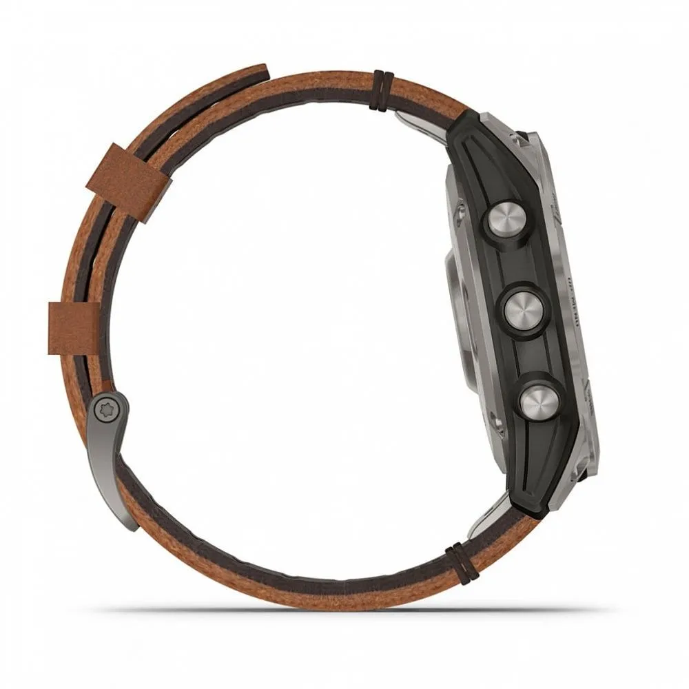 Часы Garmin Fenix 7 Pro - Sapphire Solar Titanium Chestnut Leather Band