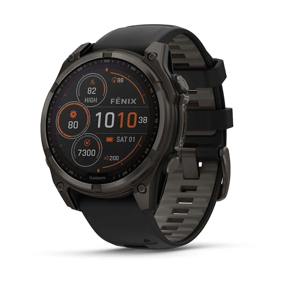 Часы Garmin Fenix 8 - 47 mm Solar Sapphire Carbon Gray DLC Titanium Black / Pebble Gray