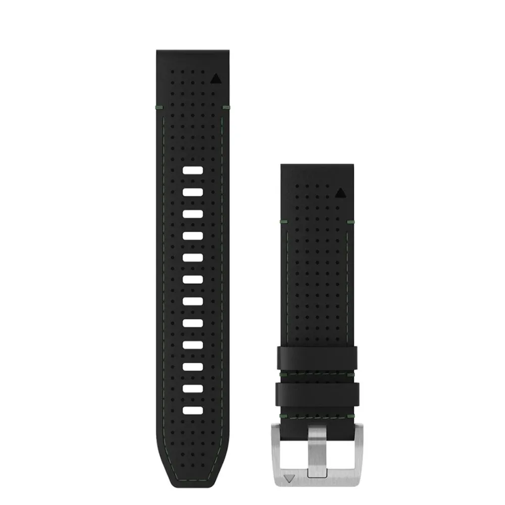 Ремешок Garmin MARQ Leather And FKM Hybrid Strap - Black/Green