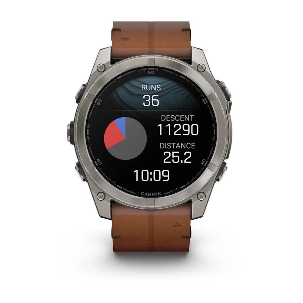 Часы Garmin Fenix 8 - 51 mm AMOLED Sapphire Titanium / Chestnut Leather Band
