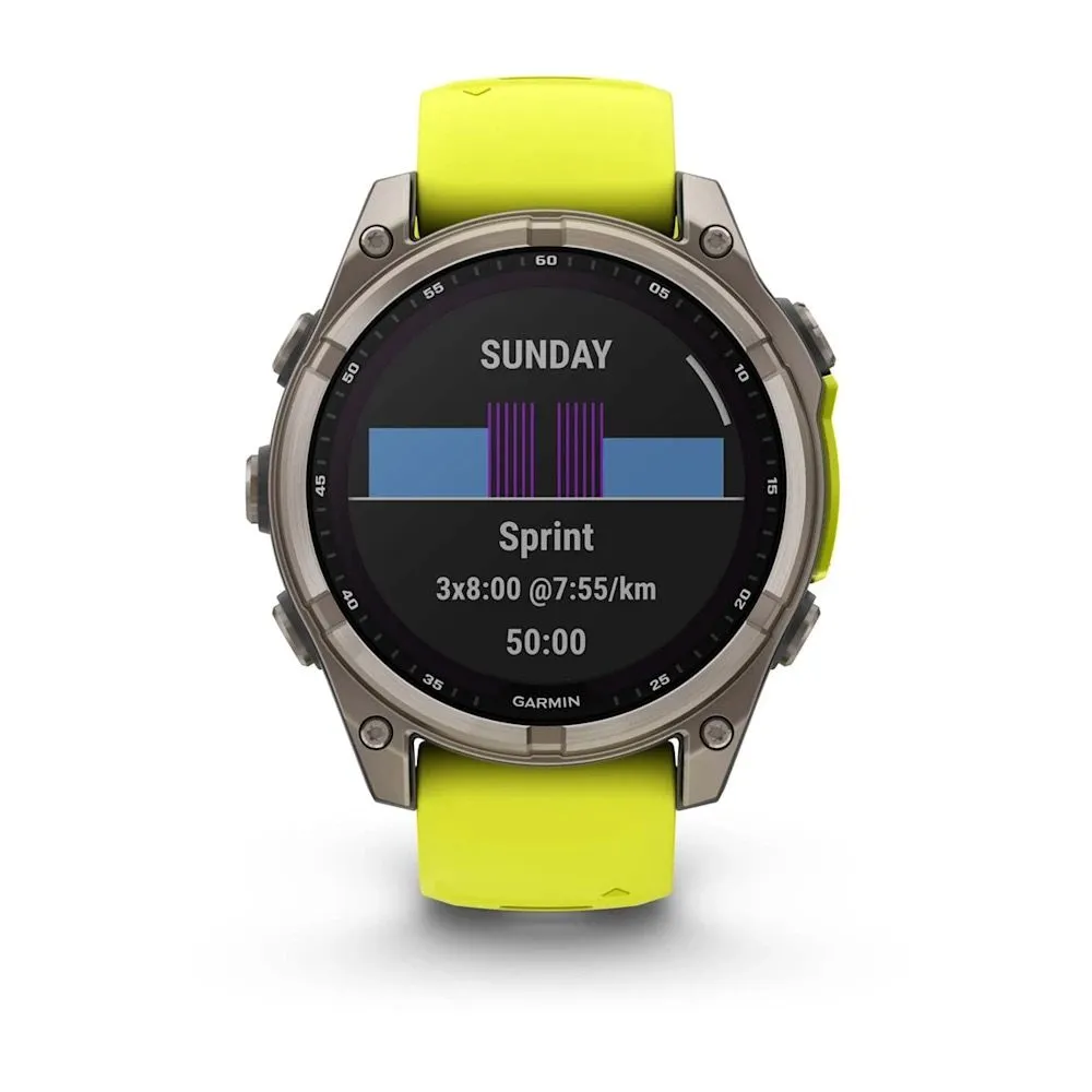 Часы Garmin Fenix 8 - 47 mm Solar Sapphire Titanium Amp Yellow / Graphite