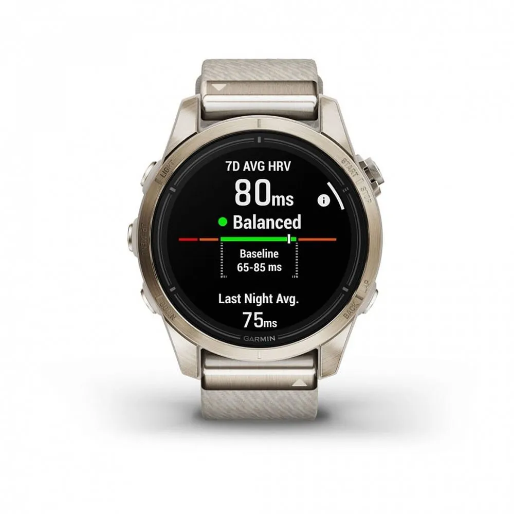 Часы Garmin Epix Pro (Gen 2) Sapphire Edition 42 mm Soft Gold Cream Heathered Nylon Band