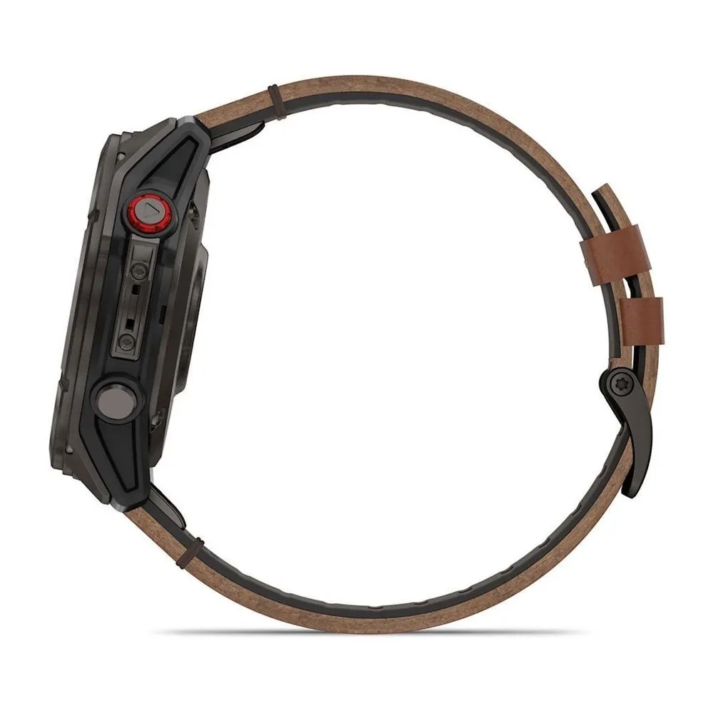 Часы Garmin Fenix 8 Pro - 51 mm AMOLED Sapphire Carbon Gray DLC Titanium / Chestnut Leather Band