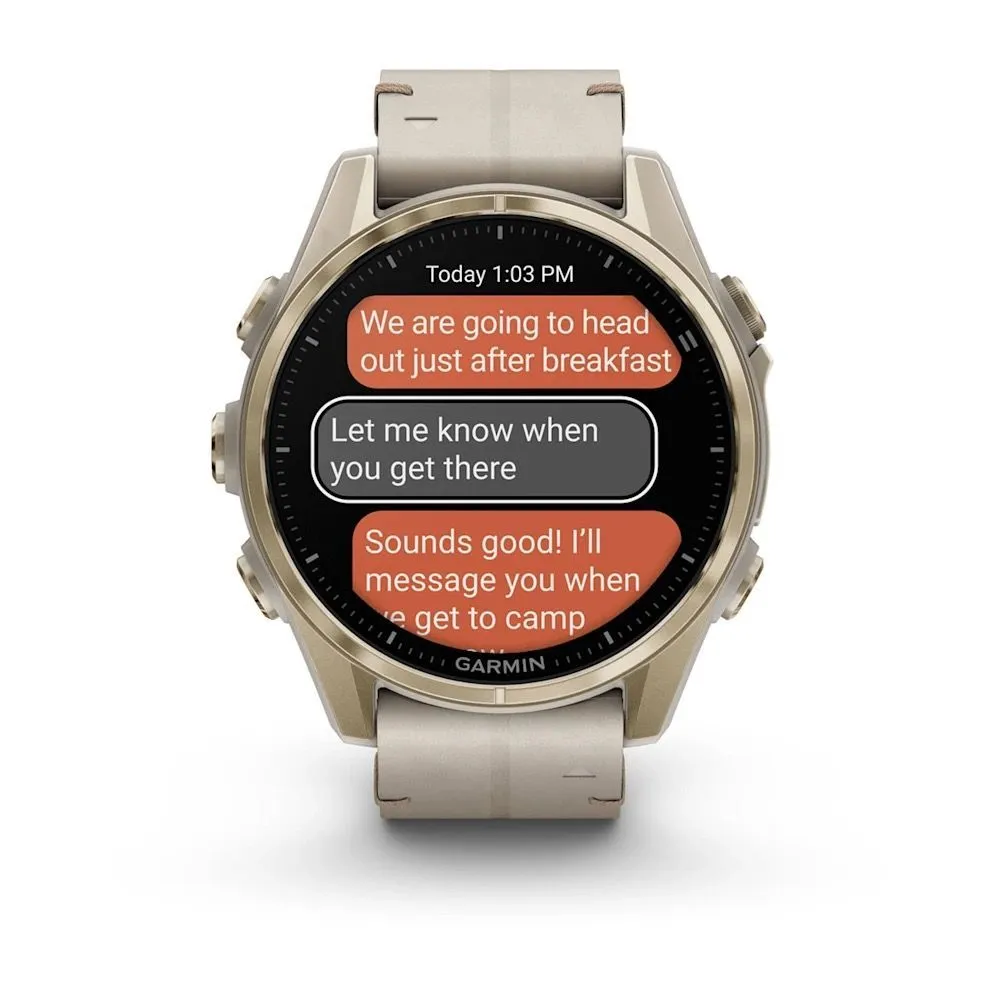 Часы Garmin Fenix 8 - 43 mm AMOLED Sapphire Soft Gold / Limestone Leather Band