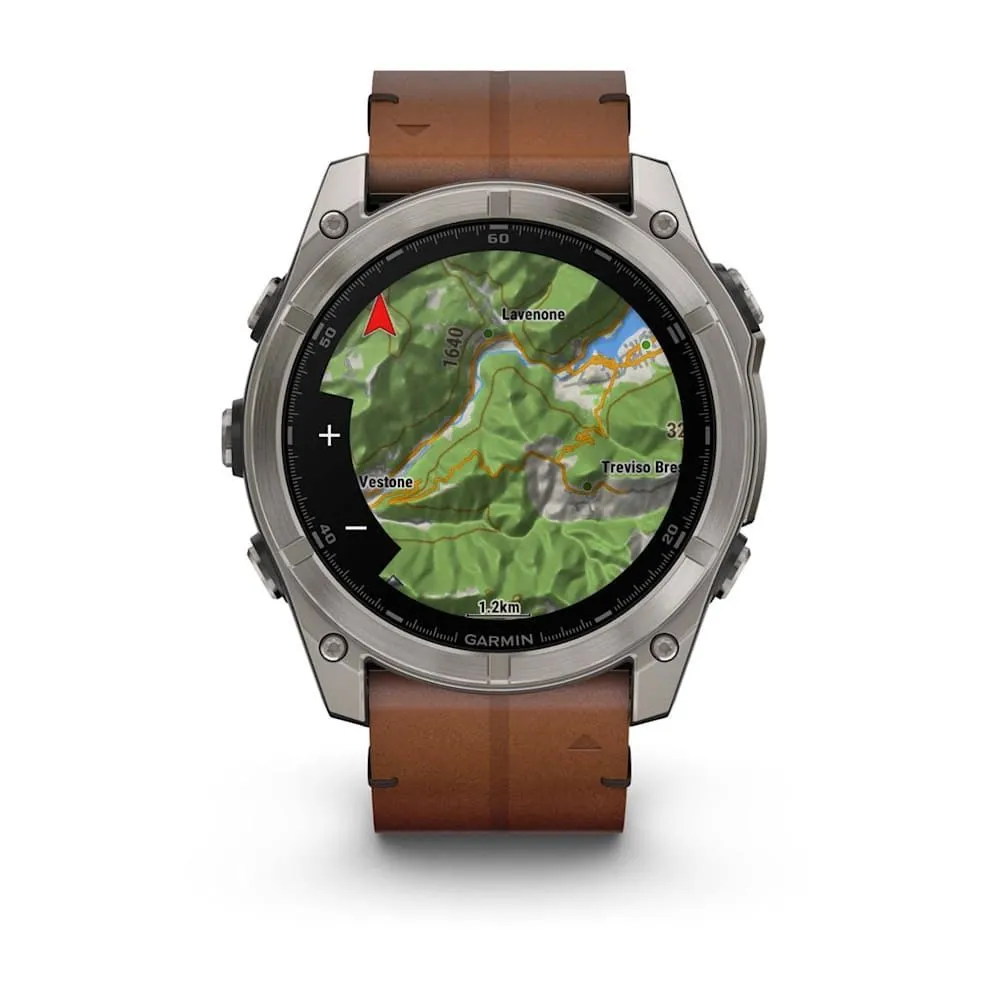 Часы Garmin Fenix 8 - 51 mm AMOLED Sapphire Titanium / Chestnut Leather Band