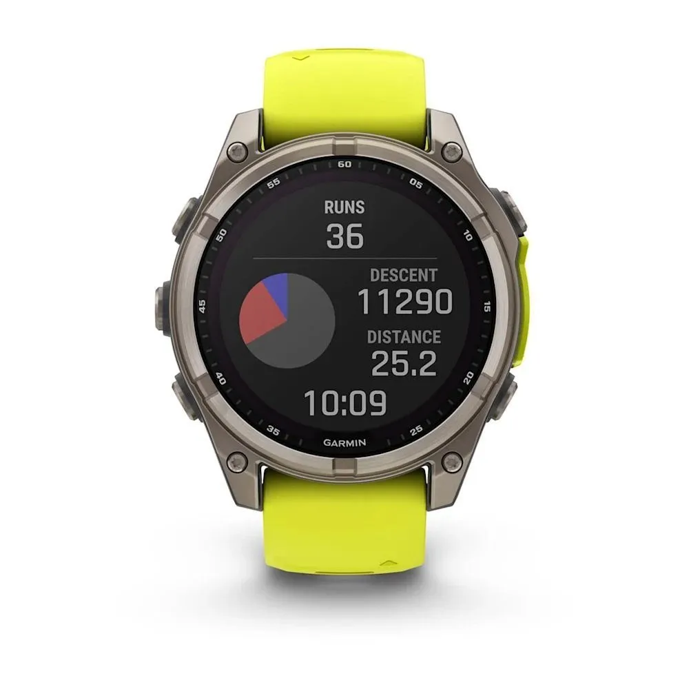 Часы Garmin Fenix 8 - 47 mm Solar Sapphire Titanium Amp Yellow / Graphite