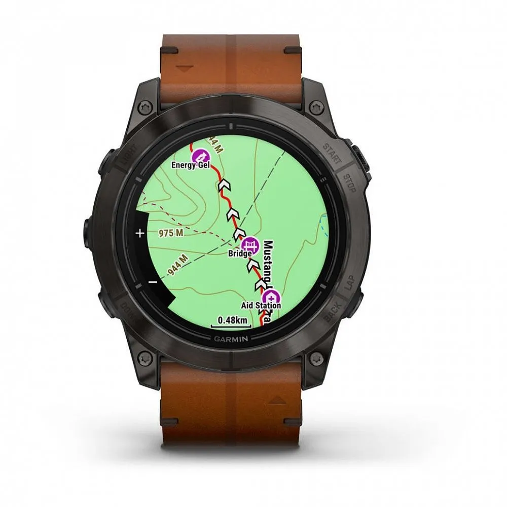 Часы Garmin Epix Pro (Gen 2) Sapphire Edition 51 mm Carbon Gray DLC Titanium Chestnut Leather Band
