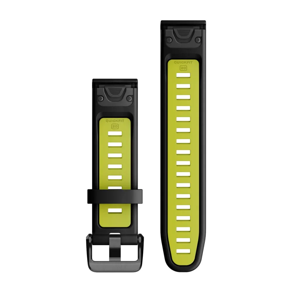 Ремешок Garmin Quickfit 20 Watch Band Black/Electric Lime Silicone