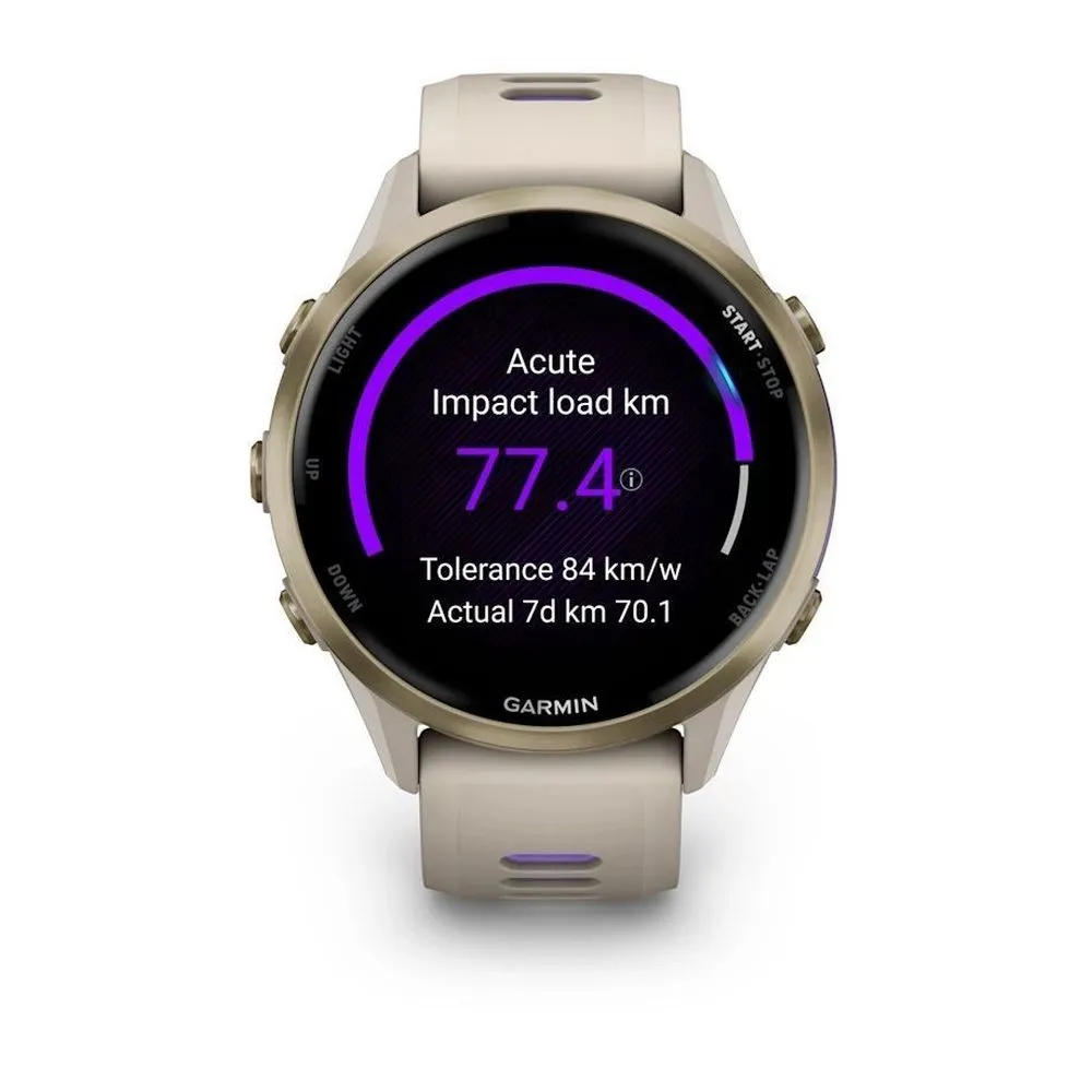 Часы Garmin Forerunner 970 Soft Gold Titanium French Gray / Translucent Indigo