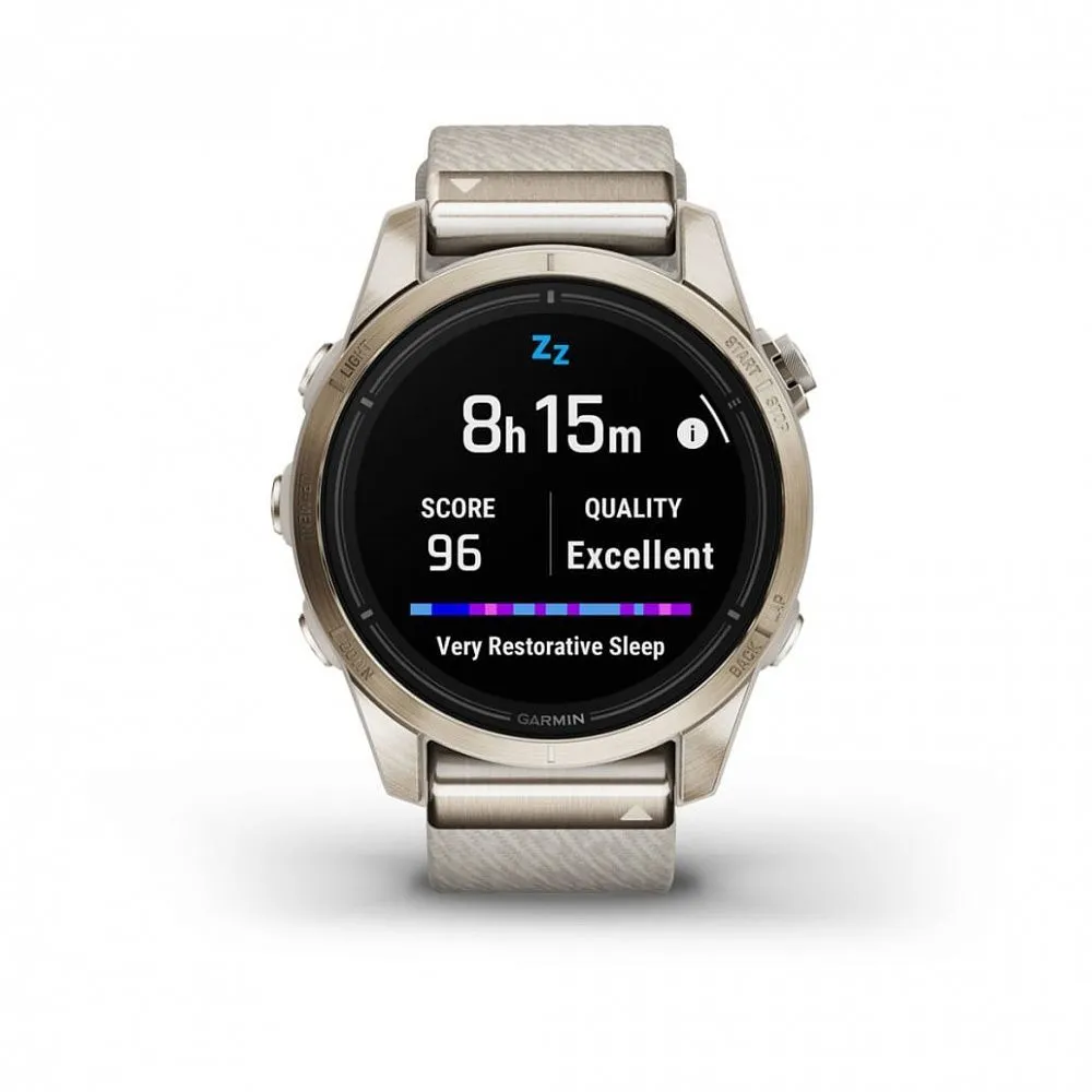 Часы Garmin Epix Pro (Gen 2) Sapphire Edition 42 mm Soft Gold Cream Heathered Nylon Band