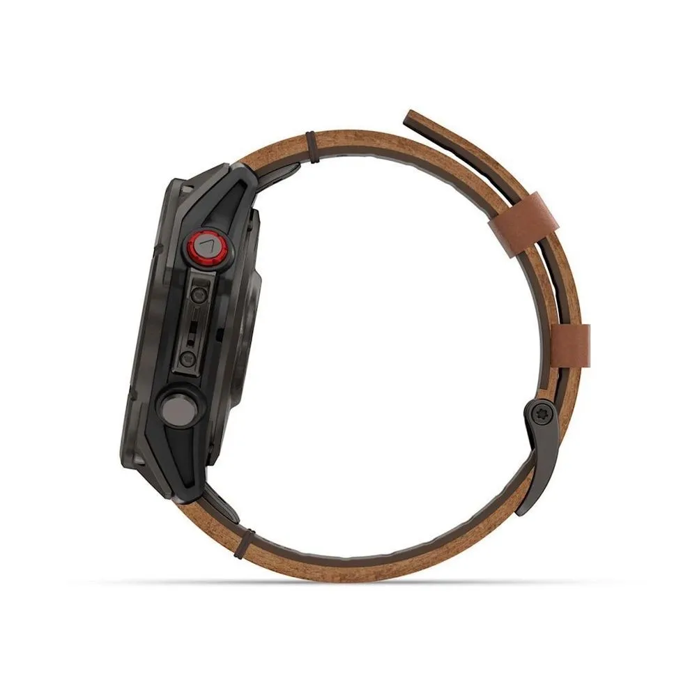 Часы Garmin Fenix 8 Pro - 47 mm AMOLED Sapphire Carbon Gray DLC Titanium / Chestnut Leather Band