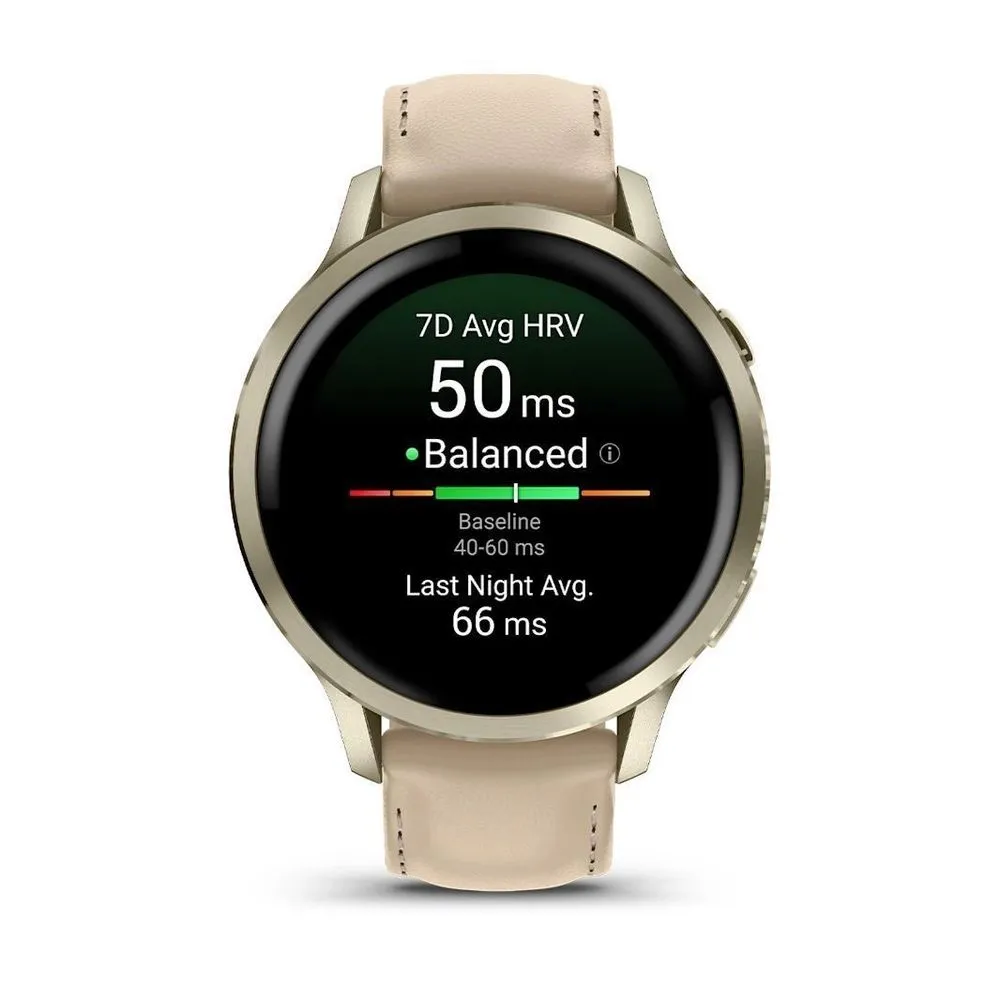 Часы Garmin Venu 4 - 41mm Lunar Gold / Bone Silicone / Light Sand Leather Band