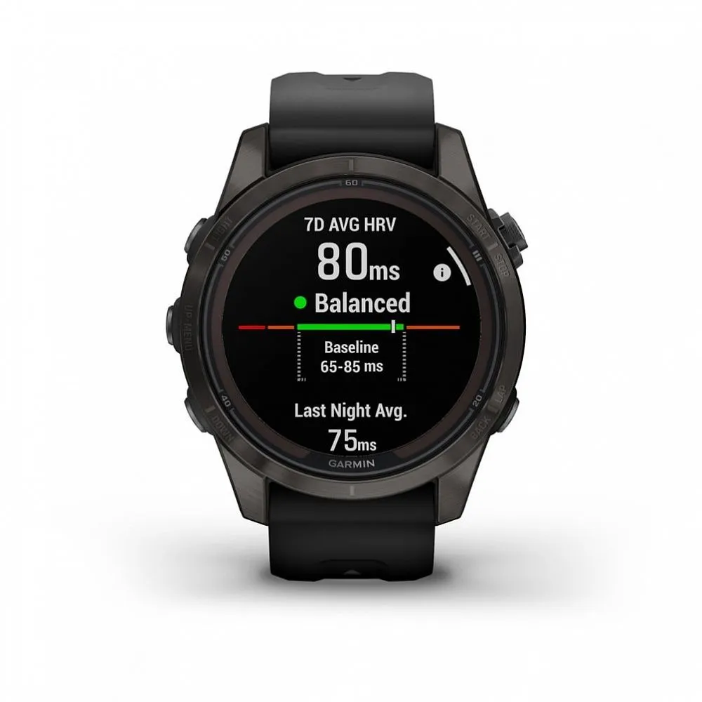 Часы Garmin Fenix 7S Pro - Sapphire Solar Carbon Gray DLC Titanium