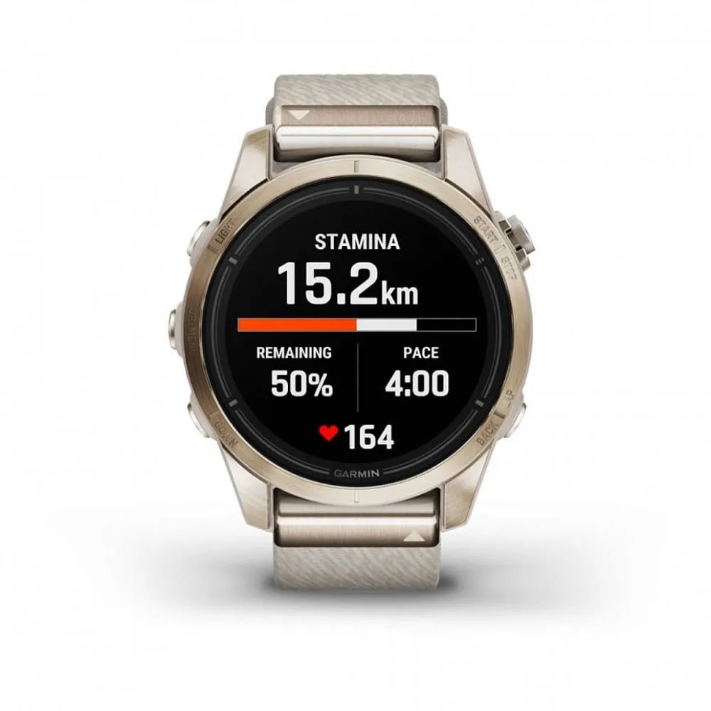 Часы Garmin Epix Pro (Gen 2) Sapphire Edition 42 mm Soft Gold Cream Heathered Nylon Band