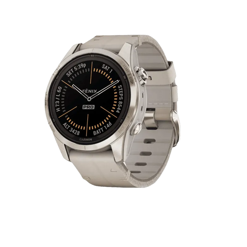 Часы Garmin Fenix 7S Pro - Sapphire Solar Soft Gold Limestone Leather Band