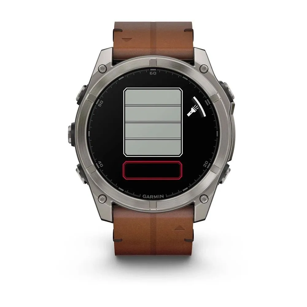 Часы Garmin Fenix 8 - 51 mm AMOLED Sapphire Titanium / Chestnut Leather Band