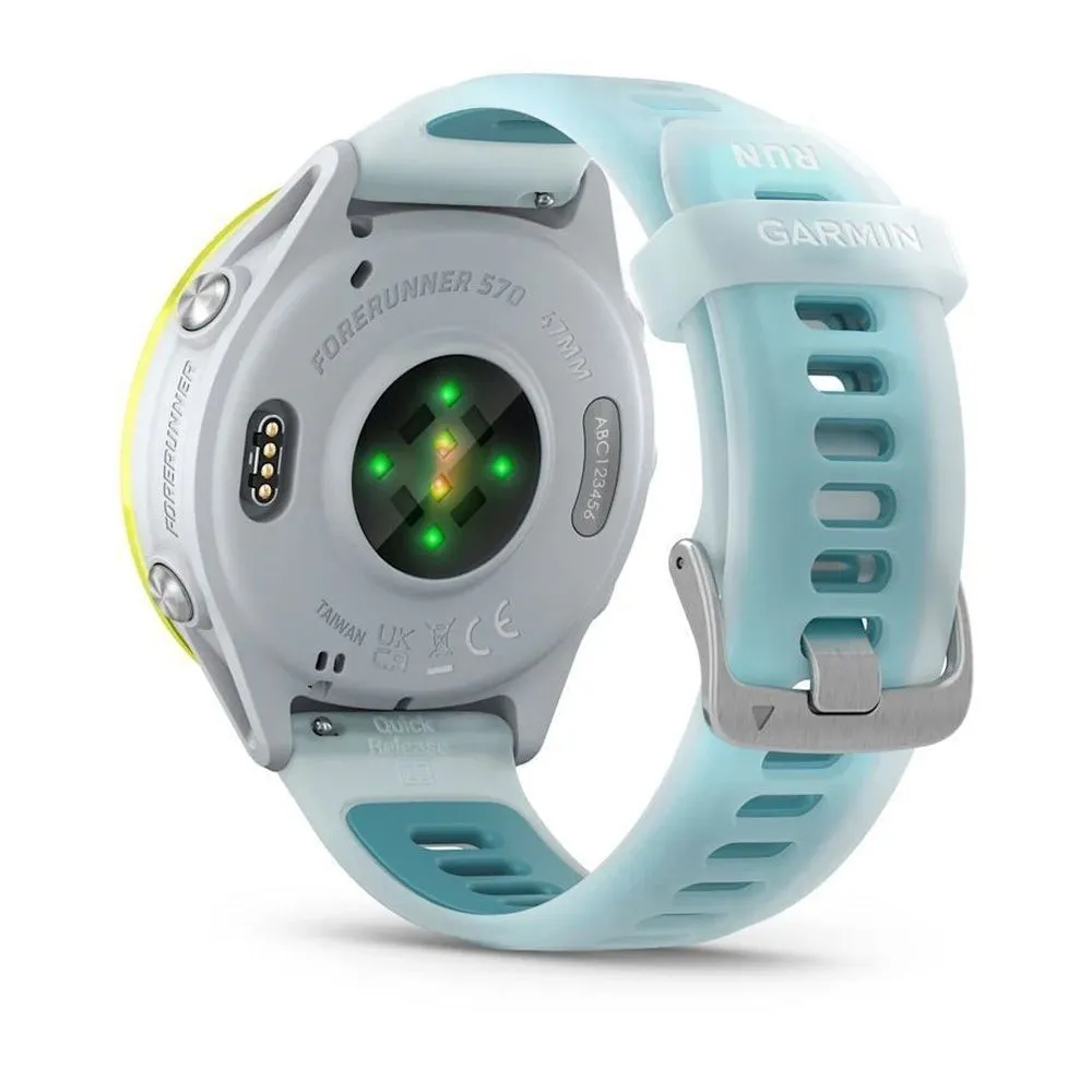 Часы Garmin Forerunner 570 - 47 mm Amp Yellow Aluminum Translucent Whitestone / Turquoise