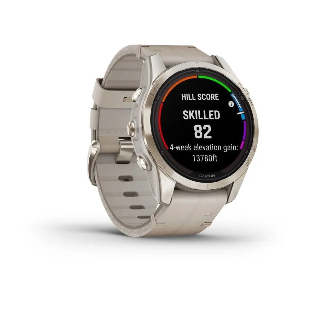 Часы Garmin Fenix 7S Pro - Sapphire Solar Soft Gold Limestone Leather Band