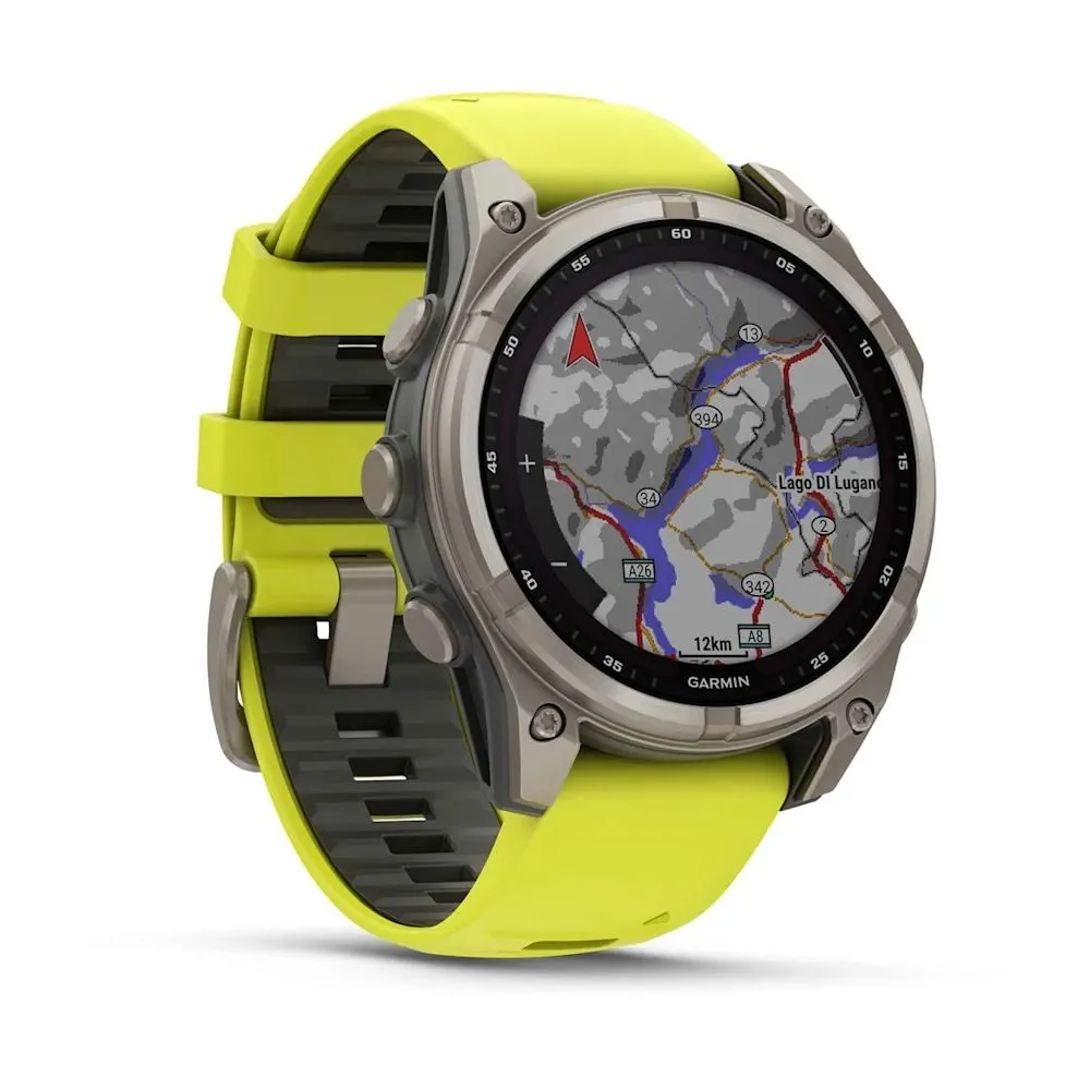 Часы Garmin Fenix 8 - 47 mm Solar Sapphire Titanium Amp Yellow / Graphite
