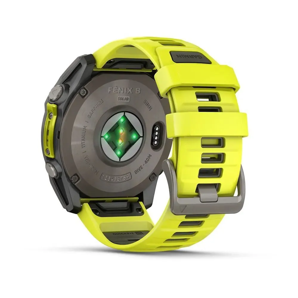 Часы Garmin Fenix 8 - 51 mm Solar Sapphire Titanium Amp Yellow / Graphite