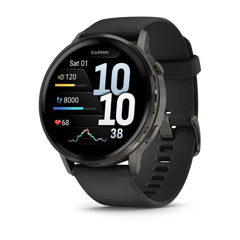 Часы Garmin Venu 4 - 45mm Slate / Black Silicone