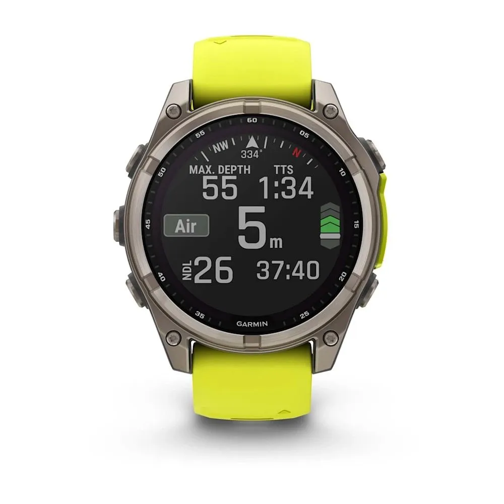 Часы Garmin Fenix 8 - 47 mm Solar Sapphire Titanium Amp Yellow / Graphite