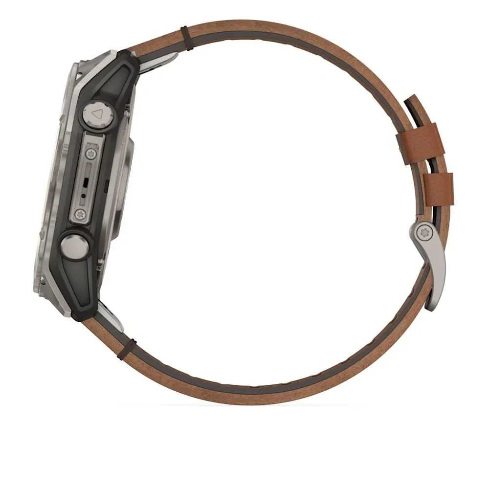 Часы Garmin Fenix 8 - 51 mm AMOLED Sapphire Titanium / Chestnut Leather Band