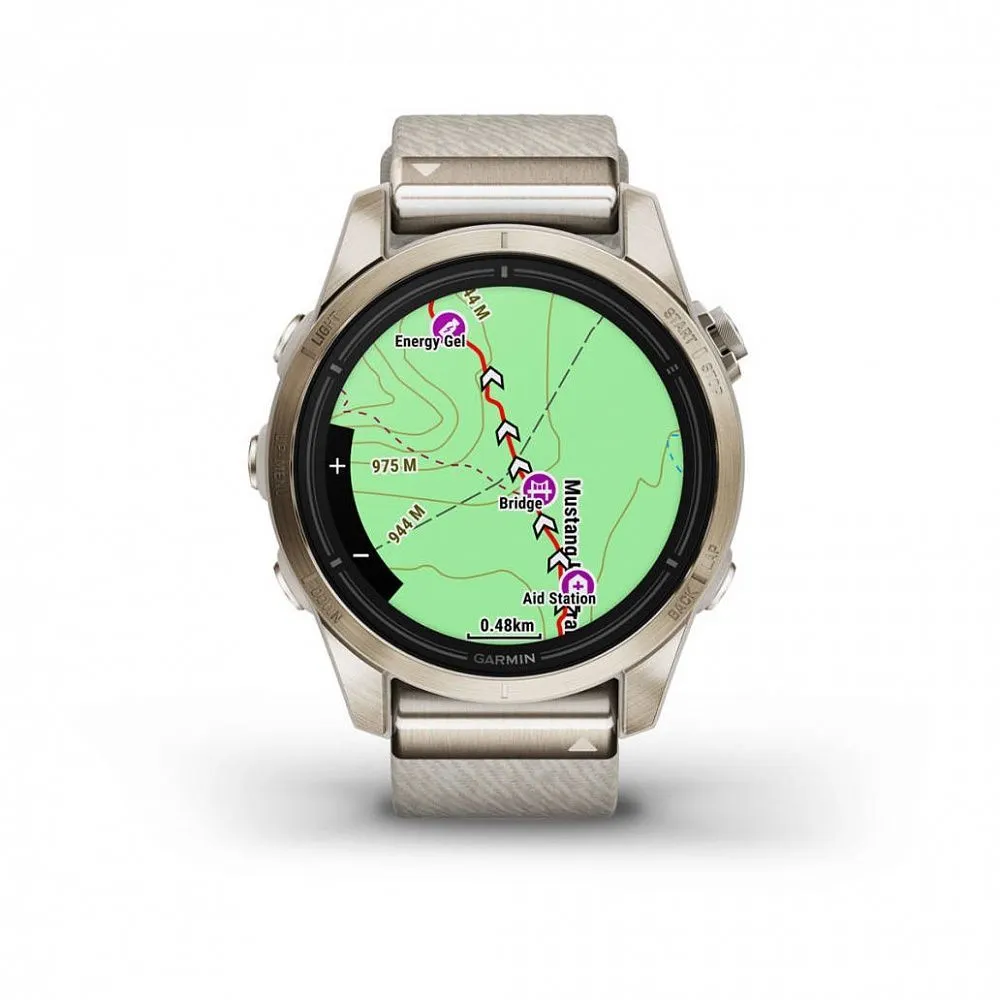 Часы Garmin Epix Pro (Gen 2) Sapphire Edition 42 mm Soft Gold Cream Heathered Nylon Band