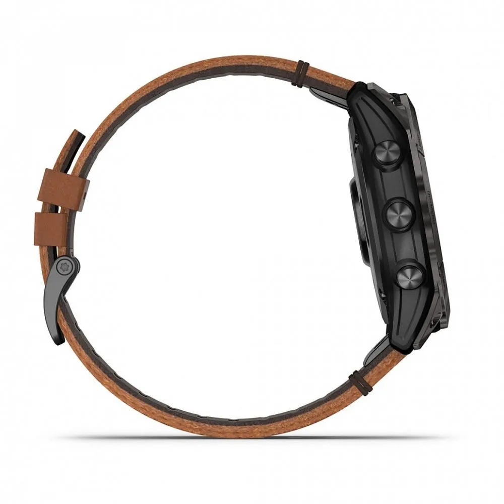 Часы Garmin Epix Pro (Gen 2) Sapphire Edition 51 mm Carbon Gray DLC Titanium Chestnut Leather Band