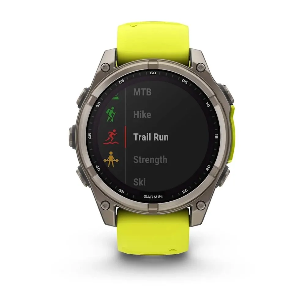 Часы Garmin Fenix 8 - 47 mm Solar Sapphire Titanium Amp Yellow / Graphite