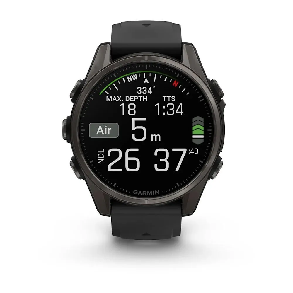 Часы Garmin Fenix 8 - 43 mm AMOLED Sapphire Carbon Gray DLC Titanium Black / Pebble Gray