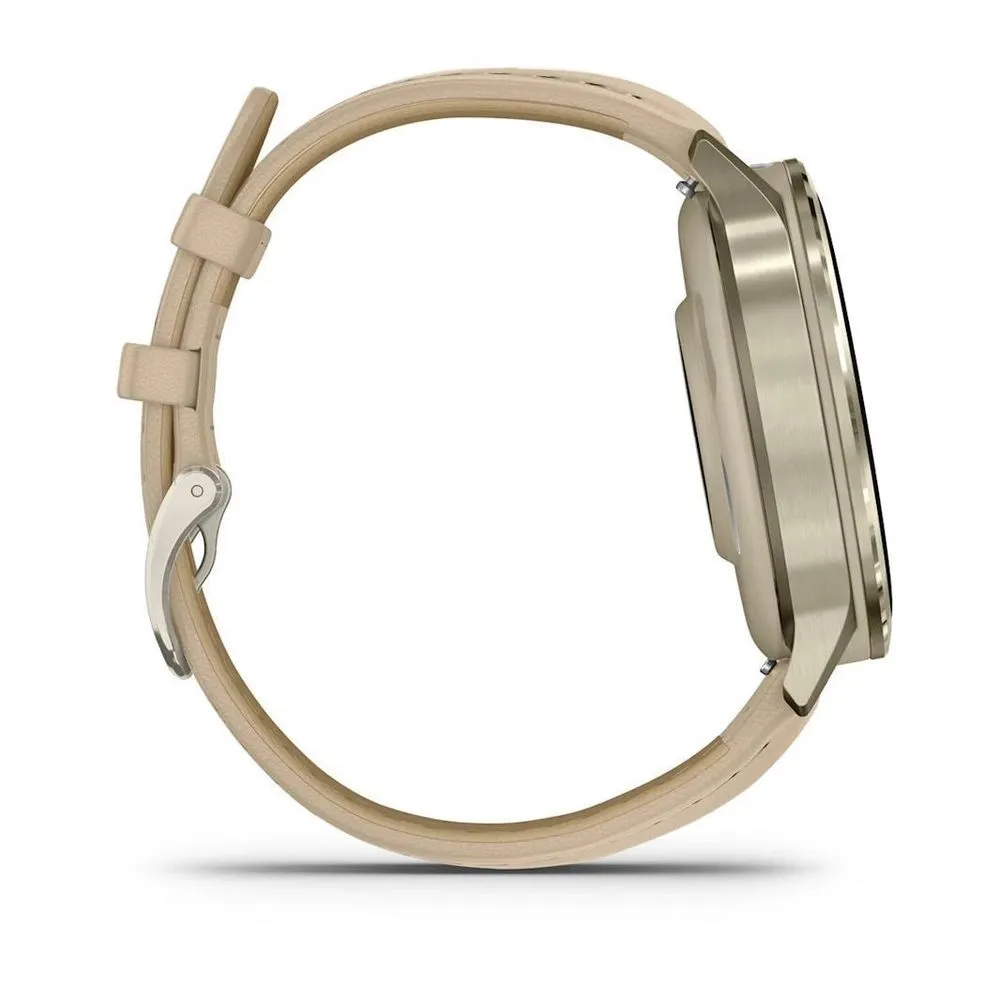 Часы Garmin Venu 4 - 41mm Lunar Gold / Bone Silicone / Light Sand Leather Band