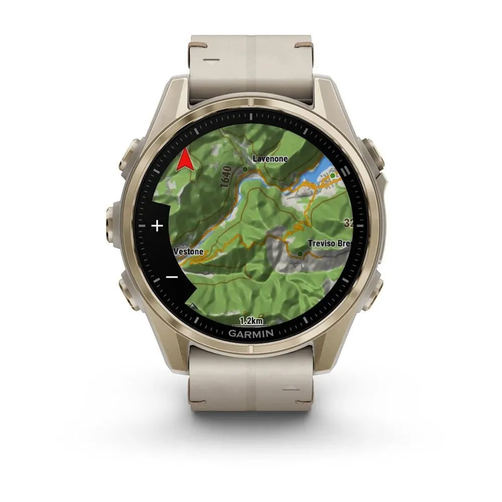 Часы Garmin Fenix 8 - 43 mm AMOLED Sapphire Soft Gold / Limestone Leather Band