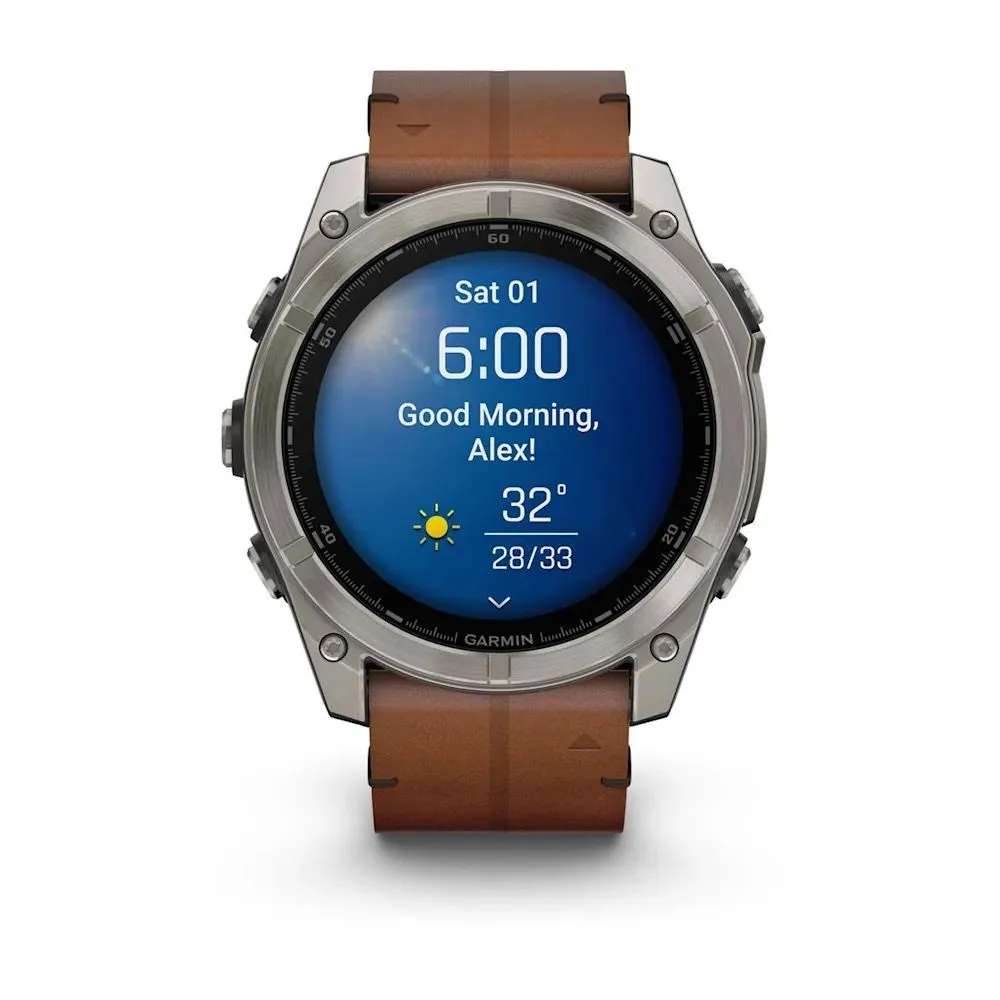 Часы Garmin Fenix 8 - 51 mm AMOLED Sapphire Titanium / Chestnut Leather Band