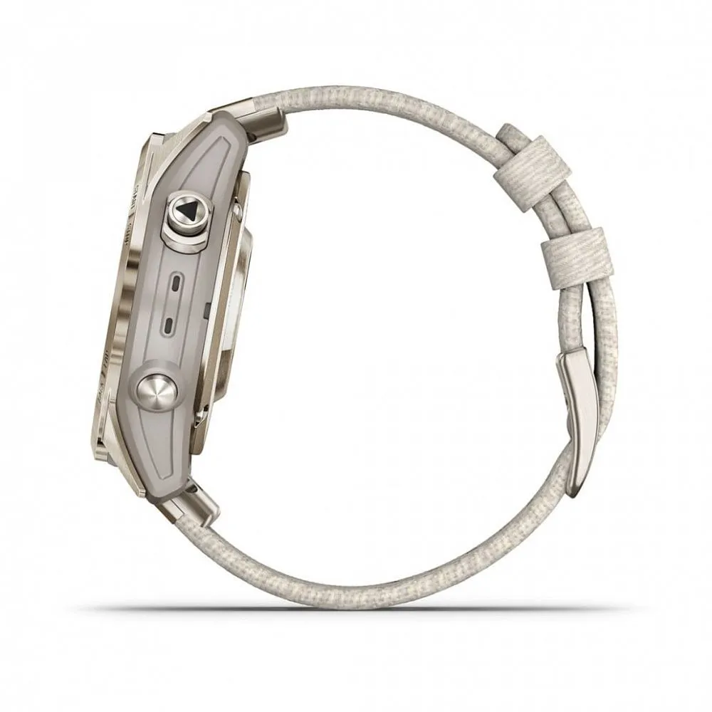 Часы Garmin Epix Pro (Gen 2) Sapphire Edition 42 mm Soft Gold Cream Heathered Nylon Band