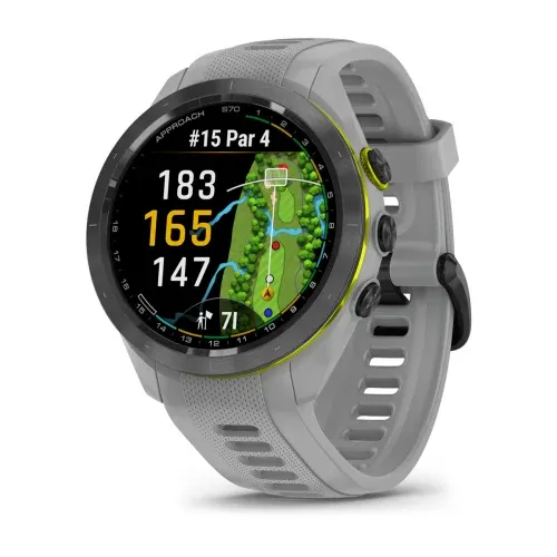Часы Garmin Approach S70 - 42 mm Black / Amp Yellow with Powder Gray Silicone Band