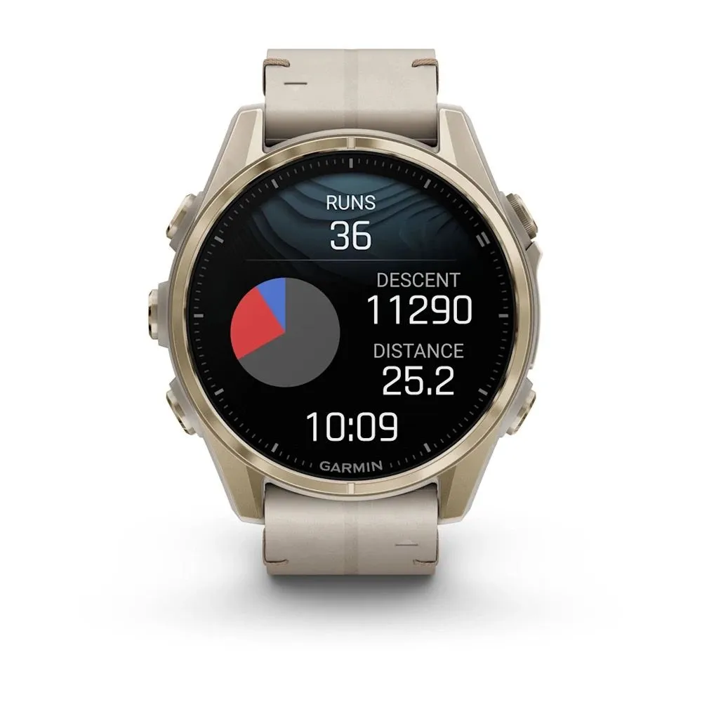 Часы Garmin Fenix 8 - 43 mm AMOLED Sapphire Soft Gold / Limestone Leather Band