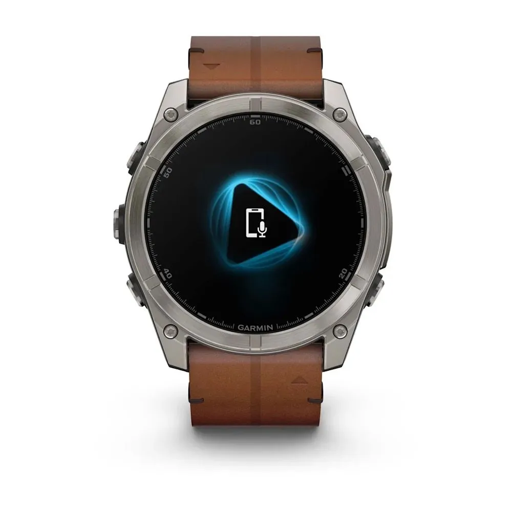 Часы Garmin Fenix 8 - 51 mm AMOLED Sapphire Titanium / Chestnut Leather Band