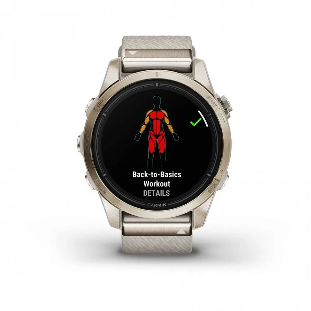 Часы Garmin Epix Pro (Gen 2) Sapphire Edition 42 mm Soft Gold Cream Heathered Nylon Band