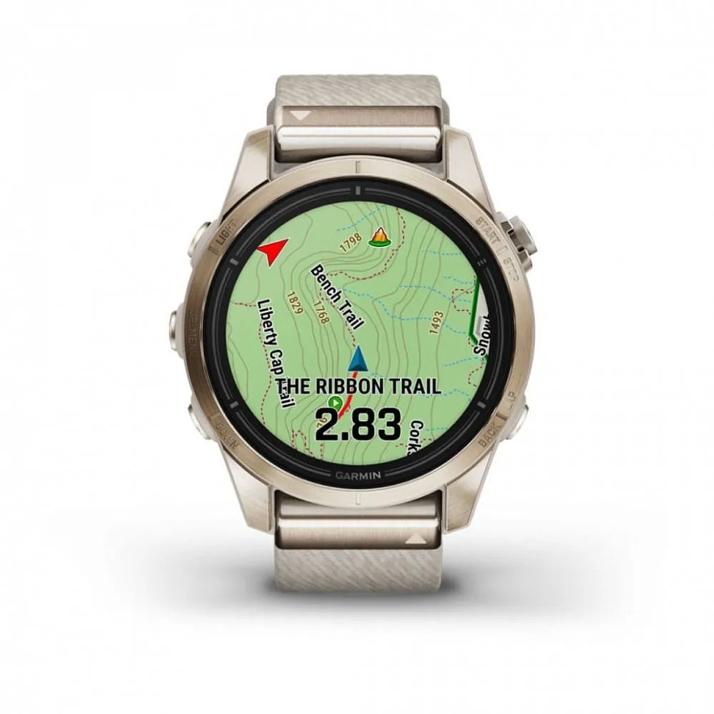 Часы Garmin Epix Pro (Gen 2) Sapphire Edition 42 mm Soft Gold Cream Heathered Nylon Band