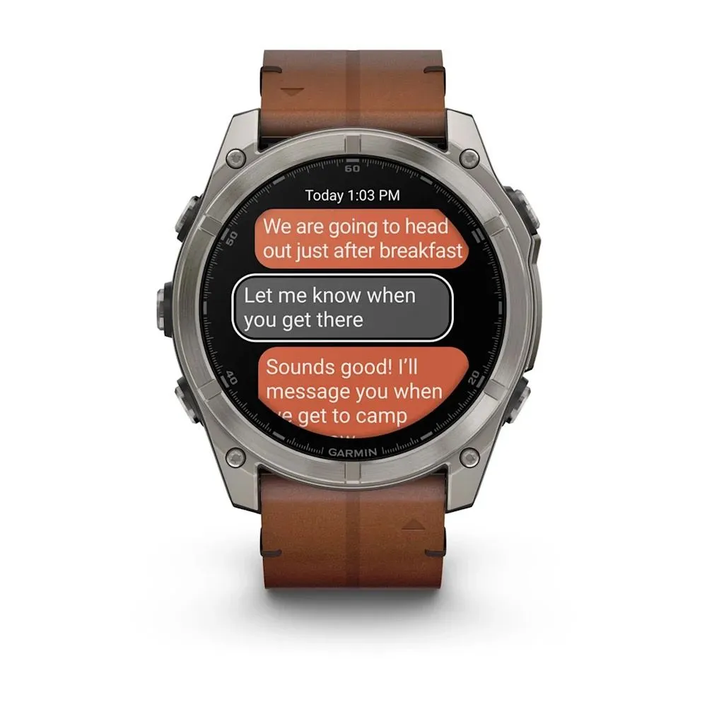 Часы Garmin Fenix 8 - 51 mm AMOLED Sapphire Titanium / Chestnut Leather Band