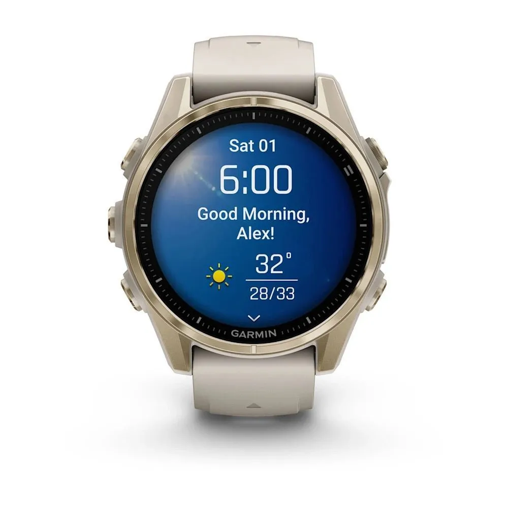 Часы Garmin Fenix 8 - 43 mm AMOLED Sapphire Soft Gold Fog Gray / Dark Sandstone