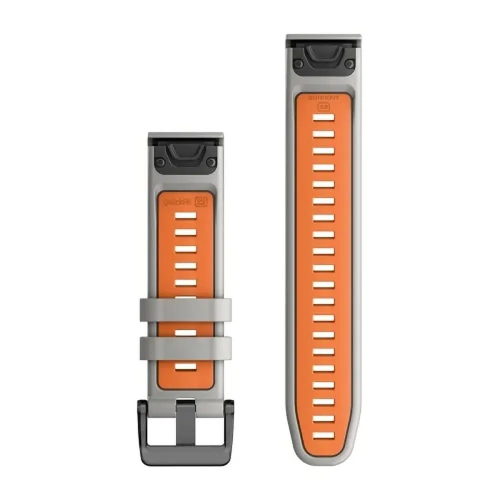 Ремешок Garmin Quickfit 22 Watch Band Fog Gray/Ember Orange Silicone