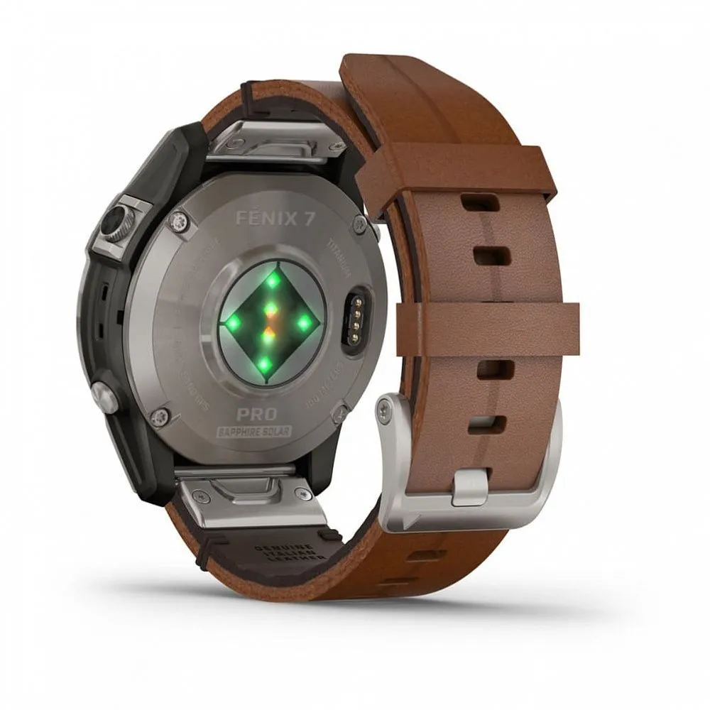 Часы Garmin Fenix 7 Pro - Sapphire Solar Titanium Chestnut Leather Band