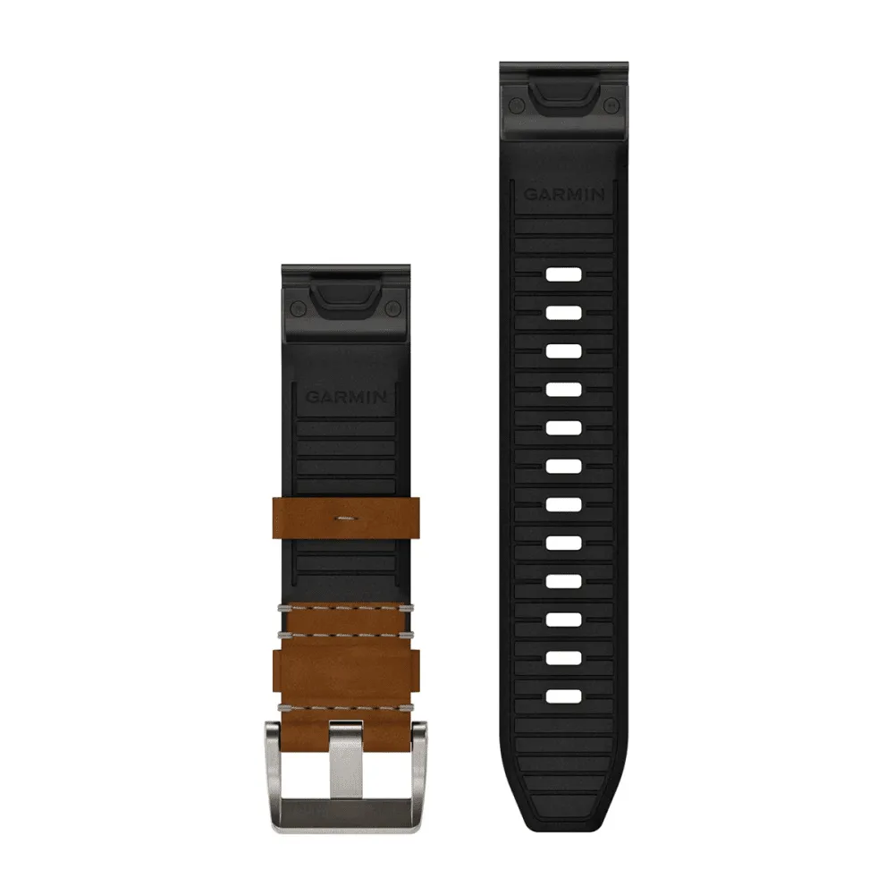 Ремешок Garmin MARQ Leather And FKM Rubber Hybrid Strap - Tundra/Black