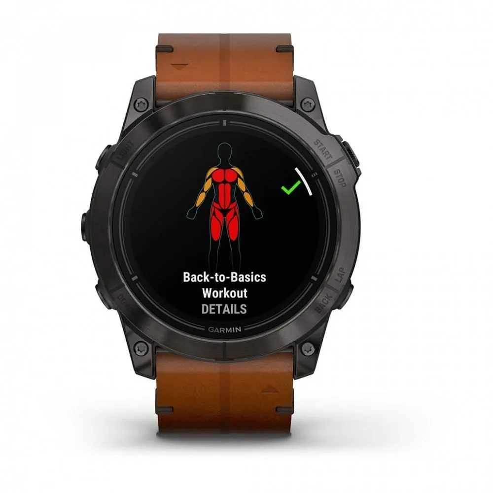 Часы Garmin Epix Pro (Gen 2) Sapphire Edition 51 mm Carbon Gray DLC Titanium Chestnut Leather Band